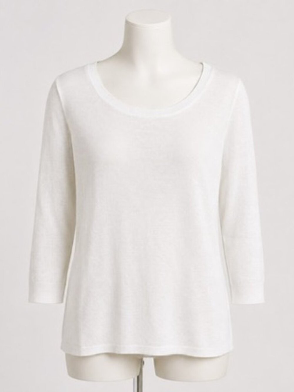 J.Crew 100% Linen White Scoop Neck 3/4 Sleeve Sweater Top Women’s M